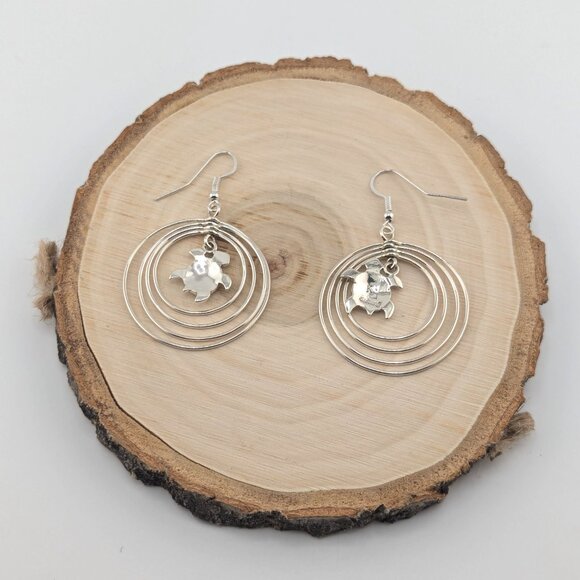Navajo Turtle Rings Dangle Earrings Sterling Silver Native American Jewelry ** - Picture 9 of 11